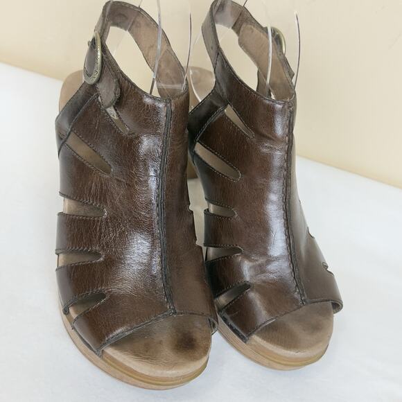 Dansko Demetra Brown Wooden Heel Sandals Women’s Size 38 - Picture 4 of 14